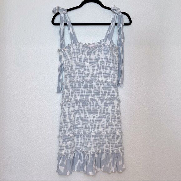 Buddy Love Laura Smocked Mini Dress in Slate size Small - Picture 2 of 9